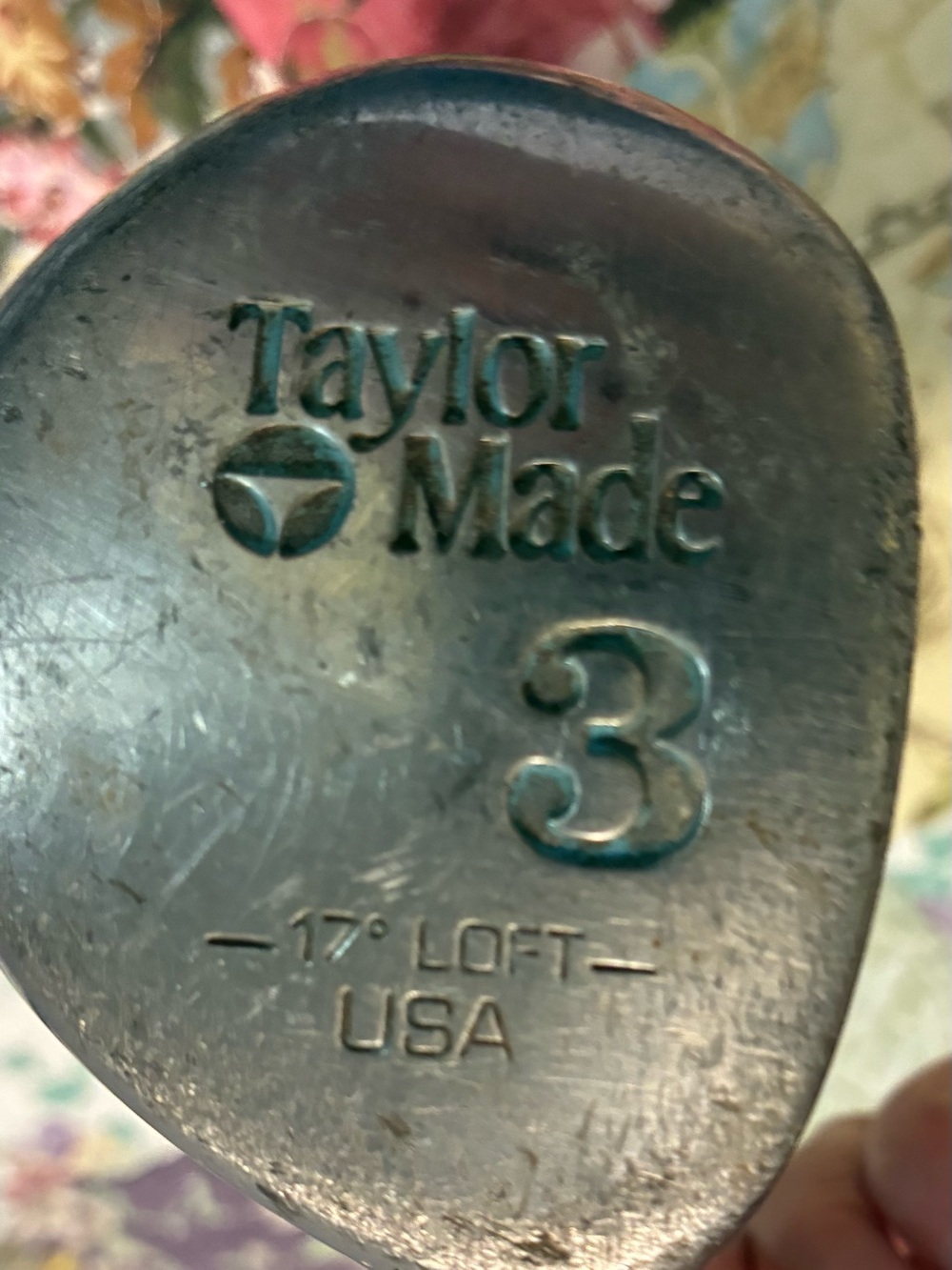 TaylorMade Silver #3  Metal Wood Golf Club with Teal Logo Accents